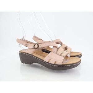 Clarks Merliah Bonita Sandal Women's Size 8.5 Blush Beige Strappy Low Wedge